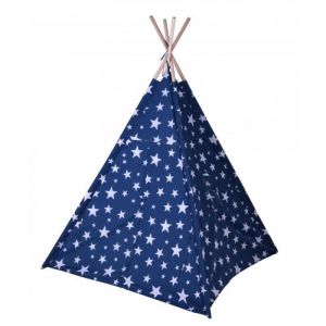 Wadiga Tente de Jeu pour Enfant Tipi Bleu avec Étoiles Blanches 0,000000 Bleu & Blanc