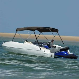 VidaXL Auvent bimini à 3 arceaux noir 183x140x137 cm toit bimini pour bateau housse de bateau auvent bimini pour bateau 94802