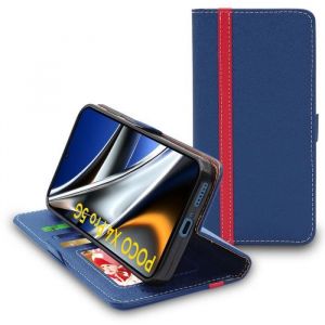 EbestStar Coque Compatible avec Xiaomi Poco X4 Pro 5G Etui Portefeuille Housse PU Cuir Porte-Cartes, Bleu Foncé/Rouge