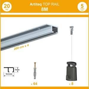 Newly Pack cimaises top rail - 8 mètres - Aluminium anodisé - 14 mm