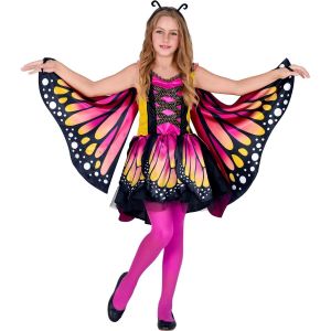 Ruedelafete Widmann 10867 10867 Costume de papillon pour enfant avec tutu, ailes, antennes, animal plié, fête à thème, carnaval, fille, multicolore, 140 cm/8-10 ans