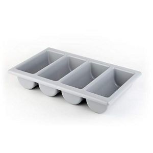 APS GN 1/1 range-couverts, range-couverts, range-couverts en plastique, quatre compartiments, 32,5 x 53 cm, hauteur 10 cm, gris