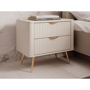 Pascal Morabito Table de chevet - 2 tiroirs - Beige et doré - elonaria de