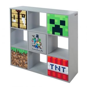 Roba Phoenix group Minecraft Étagère 3 x 3 avec Portes et Compartiments Ouverts