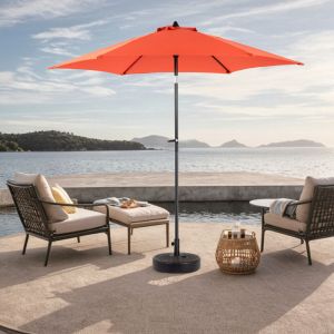 Modfu - Parasol de jardin à manivelle et tête inclinable, tissu polyester, pour piscine/jardin/pavillon, orange
