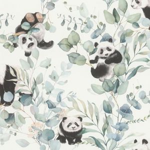 Rasch Papier peint 301199 - Avec pandas et plantes d'eucalyptus - Vert et noir et blanc - 10,05 m x 0,53 m (L x l)
