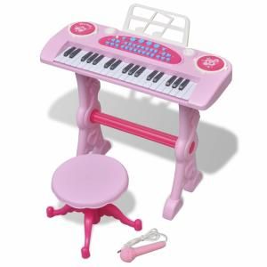 VidaXL Piano avec 37 touches et tabouret/microphone jouet pour enfants rose