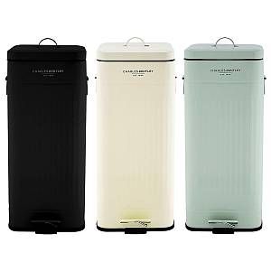 Image de Bentley Home - Poubelle carrée à pédale - acier - style rétro - crème/bleu - 30 L - Crème