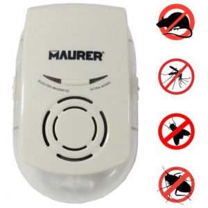 Maurer 8300520 Répulsif Ultrasons et électromagnétique pour Souris et Insectes, Blanc, 8 x 8 x 13 cm