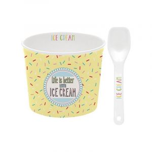 Image de Easy life Coupelle à glace + cuillère Jaune - Ice Cream