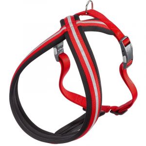 Ferplast Harnais pour Chiens de Taille Grande DAYTONA CROSS L, Réfléchissant, Rembourrée, avec Boucle Magnétique Rouge