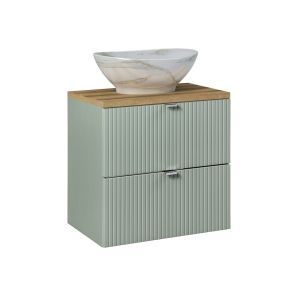 Meuble simple vasque 60cm 2 tiroirs Jade Vert et Bois