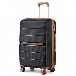 Valise de Voyage à roulettes Pivotantes, 55cm Bagage à main cabine, Valise Rigide Enregistrement en Polypropylène, 36L, Noir