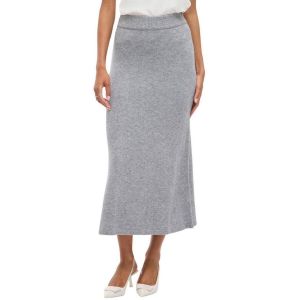 Vila VIRIL Jupe Longue pour Femme en Tricot, M&eacute;lange de Gris Moyen., S