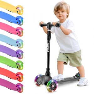 Hurtle Trottinette pour Jeunes Enfants avec Roues LED Illuminantes, Style Tricycle pour Stabilit&eacute;, L&eacute;g&egrave;re, Id&eacute;ale pour Une Utilisation Int&eacute;rieure/Ext&eacute;rieure, Convient aux Enfants de 2 &agrave; 5 Ans
