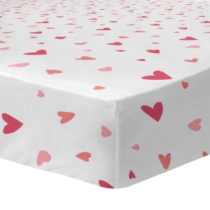 Matt & Rose Drap-housse imprimé 100% coton, HEART 90x190 cm