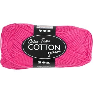 Creotime Pelote de fil de coton - 50 g Rose Fuchsia