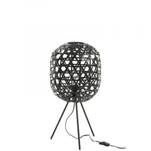 Jolipa Lampe de bureau tr&eacute;pied bambou/m&eacute;tal noir H59,5cm