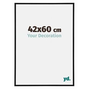 Yd. - Your Decoration - 42x60 cm - Cadres Photos en Plastique Avec Verre Plexiglas - Excellente Qualité -Noir Mat - Cadre Decoration Murale - Annecy.