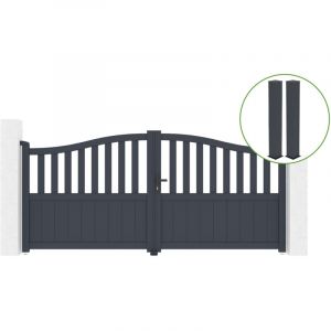 Casanoov - Portail battant 3m meije H.140cm alu gris + 2 poteaux 20x20cm H.166cm
