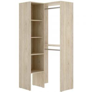 Pegane Armoire dressing d'angle en panneaux de particules m&eacute;lamin&eacute;s - Longueur 79.5 x Profondeur 88.5 x Hauteur 185 cm -