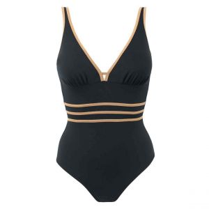 Maillot de bain 1 pièce classique plongeant Noir