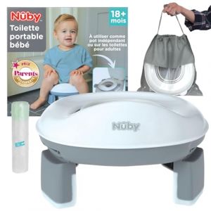 N&ucirc;by Pot B&eacute;b&eacute; de Voyage Portable - Design 2 en 1 Adaptable sur Toilettes ou Utilisation Autonome - Protection Anti-Eclaboussures et Sacs Jetables - Gamme Pot Enfant Apprentissage de la Propret&eacute;