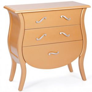 Pegane Commode console de rangement avec 3 tiroirs coloris Or - Dim : 70 x 40 x 78 cm