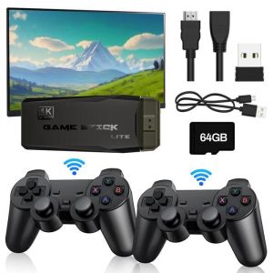 Console de Jeu Vidéo Rétro M8 PRO 64G 15000+ Jeux HDMI 4K HD Prend en charge 12 émulateurs Boutons DIY avec 2 Manettes