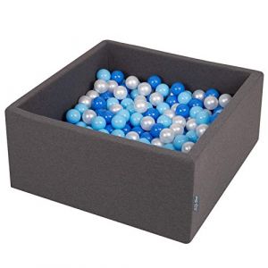 KiddyMoon 90X40cm/200 Balles ? 7Cm Carré Piscine À Balles pour Bébé Fabriqué en UE, Gris Foncé: Baby Blue/Bleu/Perle
