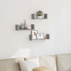 VidaXL Tag&egrave;res murales 3 pcs gris b&eacute;ton bois d'ing&eacute;nierie