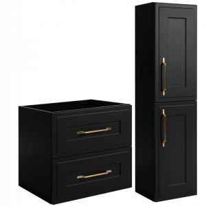 Rodan Ensemble de meubles de salle de bains - 60 cm & 136 cm - Noir Mat - Qualit&eacute; sup&eacute;rieure - Ensemble de meubles de salle de bains &eacute;l&eacute;gant