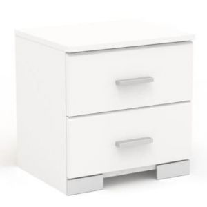 Table de Chevet 2 Tiroirs "Max" 40cm Blanc