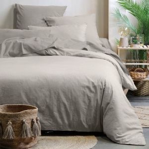 LOVELY CASA Housse de couette 240x260 Horizon lin 100% coton bio 57 fils Lin