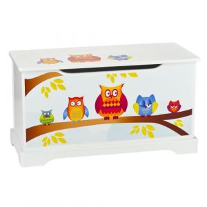 Leomark Coffre à jouets en bois Hiboux