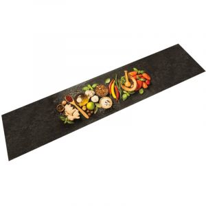 VidaXL Tapis de cuisine lavable impression d'épices 60x300 cm velours