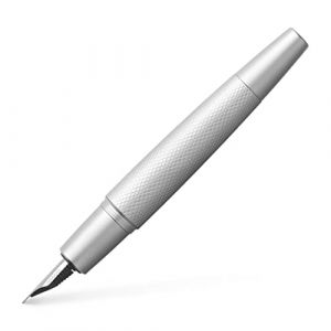Faber-Castell 148670 - Stylo e-motion pure Silver, largeur de plume M, emballage cadeau et convertisseur inclus
