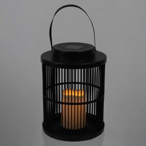 The home deco factory HOME DECO FACTORY, LAO0192, Lanterne Solaire Effet Bougie H25 cm, Luminaire d'Extérieur Élégant et Résistant aux Intempéries, Idéal pour Jardin et Terrasse, Noir