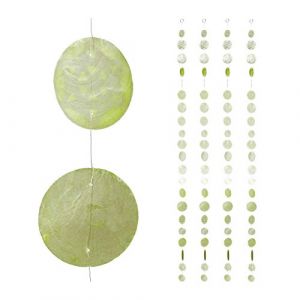 Relaxdays Guirlande de Nacre, Lot de 4, fenêtre, Balcon, Porte, Rideau de séparation, 180 cm, étoile, Vert Clair