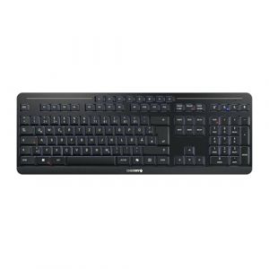 Cherry Stream Keyboard Ultimate, Clavier sans Fil Multi-Appareils, Disposition Allemande (QWERTZ), Connexion Via Bluetooth, 2,4 GHz & C&acirc;ble, R&eacute;tro&eacute;clair&eacute;, Noir