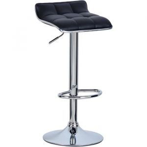 Tabouret de Bar. en Cuir synthétique et Acier chromé. tabourets avec Caoutchouc Anti-dérapant.Noir - Woltu