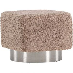 Venture Home - Pouf carré en polyester et acier Newton marron