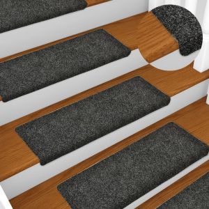 VidaXL Tapis d'escalier 15 pcs Tissu aiguillet? 65x25 cm Gris