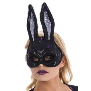 Ruedelafete Masque Lapin noir dentelle
