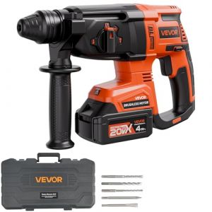 VEVOR Perceuse &agrave; Percussion sans Fil 20 V, Marteau Perforateur Capacit&eacute; 26 mm, Compatible avec les Forets SDS-Plus, avec Batterie Lithium-ion et Chargeur, 4 Fonctions, 1200 tr/min, 5300 BPM, Chantier