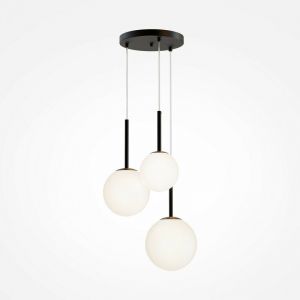 Suspension à 3 globes en verre et métal noir 180 cm Basic form - Maytoni