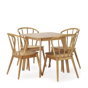 Ensemble table 80x80 cm et 4 chaises de salle à manger Brisa Chêne