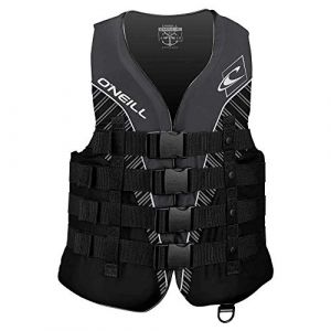 O'Neill Superlite 50N Ce Gilet de Sports Nautiques Jetski Wetsboard Safety Impact Waterski - Top Black White Fumée - Léger