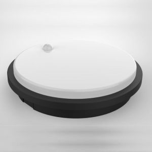 Hublot led Ext&eacute;rieur Rond 10W IP54 avec d&eacute;tecteur de mouvement - Noir Silumen
