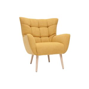 Miliboo Fauteuil scandinave tissu effet velours jaune moutarde AVERY